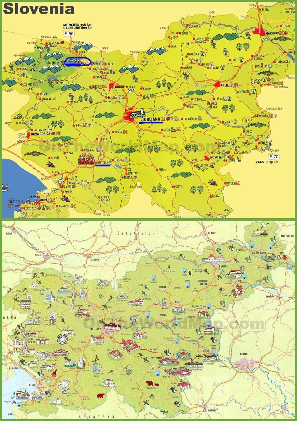 Sllovenia harta e udhëtimit