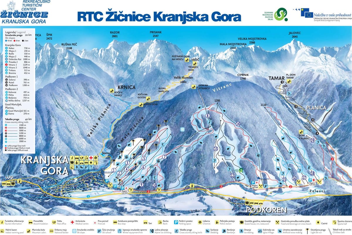 Harta e Sllovenisë ski resorts