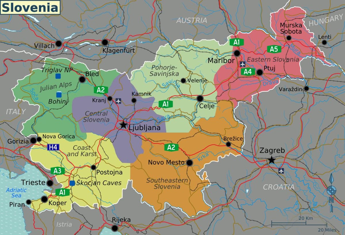 Sllovenia tërheqjet turistike harta