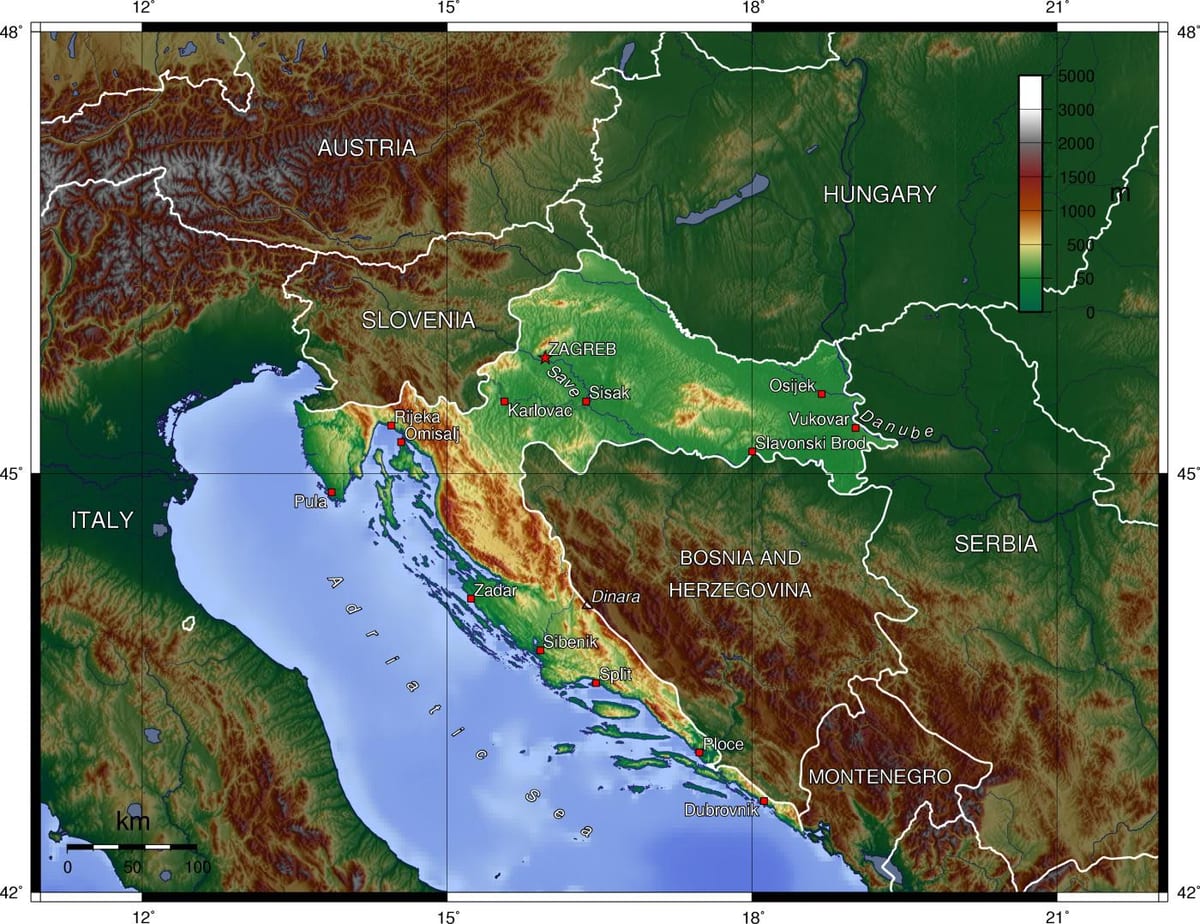 Harta e Sllovenisë topografike