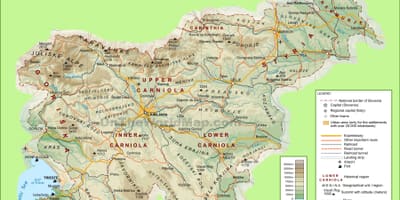 Harta e Sllovenisë fizike