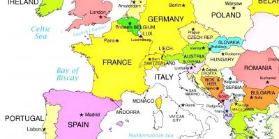 Hartën e evropës, duke treguar Slloveni
